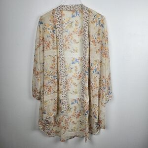 Band of Gypsies Cream Sheer Floral Kimono